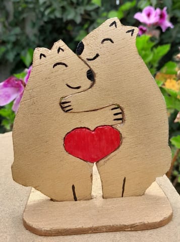 Rompecabezas amor osos de madera rústica
