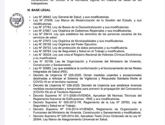 PROTOCOLOS DE SEGURIDAD PARA INICIOS DE LABORES en Huanchaco (Distrito)