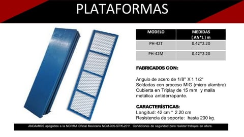 Plataformas para andamio de acero y triplay en Ecatepec de Morelos (Municipio)
