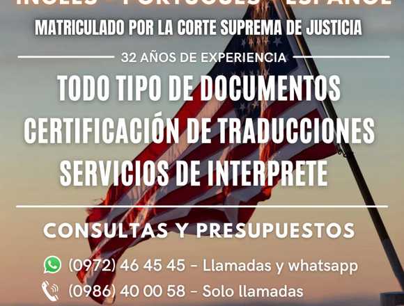 TRADUCTOR MATRICULADO INGLÉS Y PORTUGUÉS
