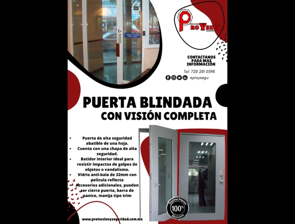 Puerta blindada con visión completa