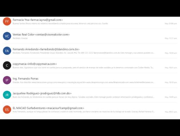 LISTADO DE CORREOS DE EMPRESAS en Santo Domingo Norte (Municipio)