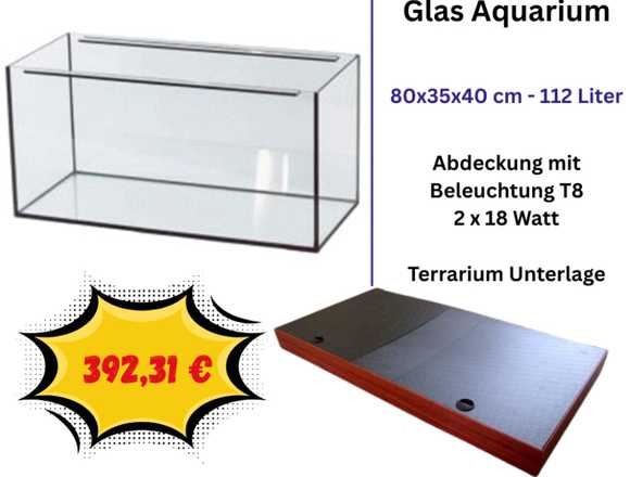 112 Liter Glasaquarium – 80x35x40 in Velbert (Lokalität)