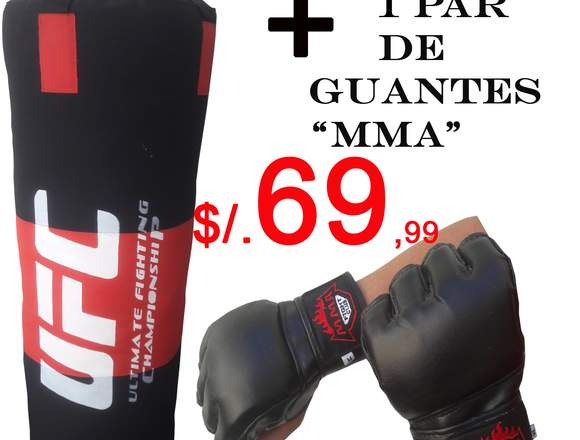 Saco de boxeo mas 1 par de guantes MMA/UFC