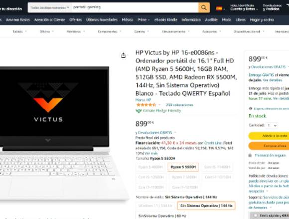 HP Victus 16-e0066ns AMD Ryzen