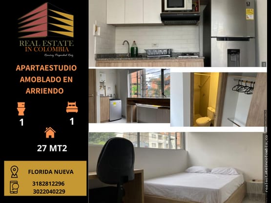 APARTAESTUDIO AMOBLADO EN ARRIENDO EN FLORIDA NUEVA CERCA DE LA 70