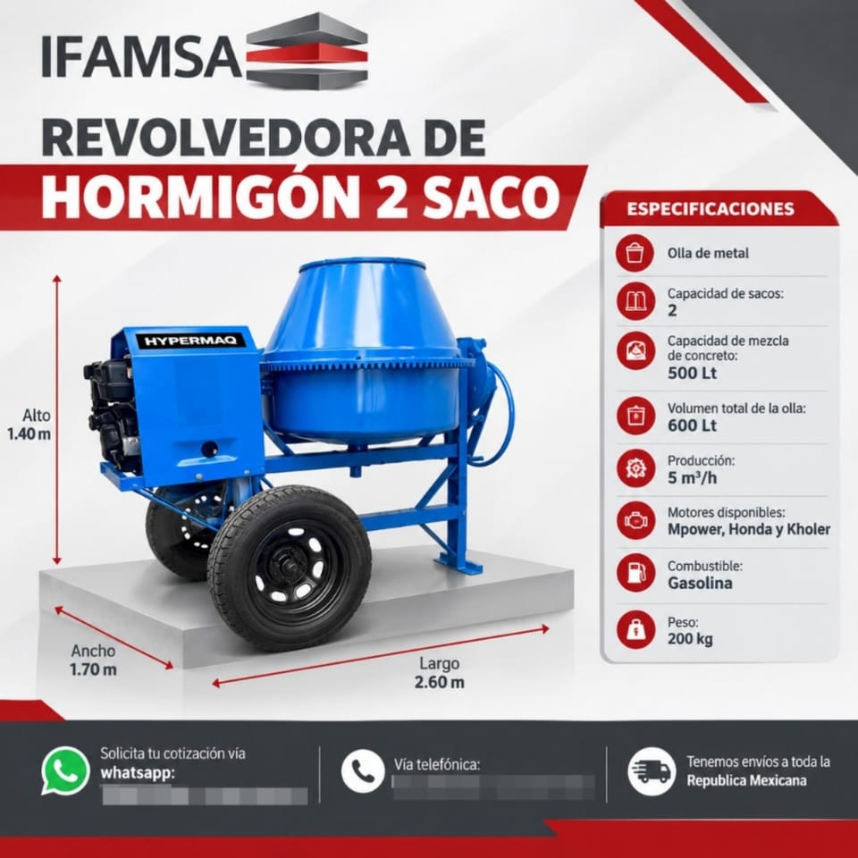 REVOLVEDORA DE HORMIGÓN 2 SACO HYPERMAQ