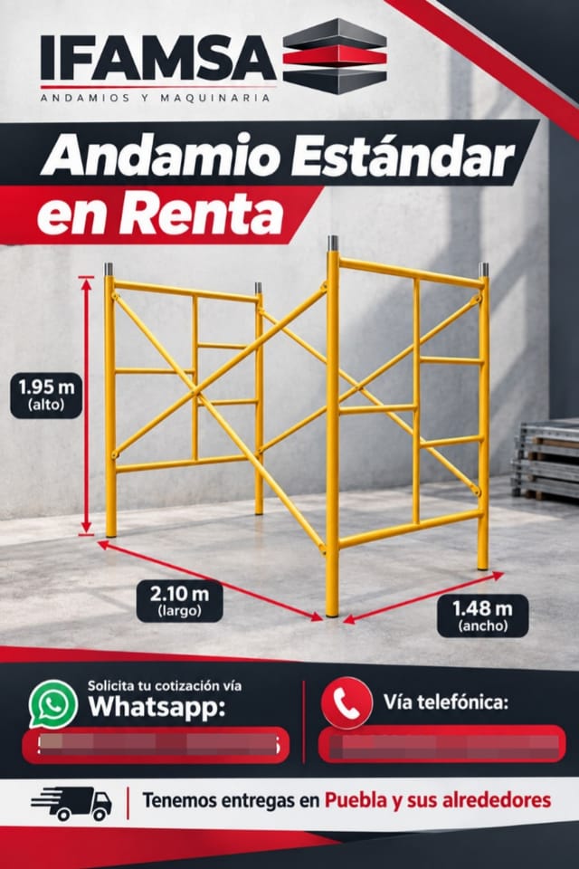 RENTA DE ANDAMIOS STD 1.95m*1.48m en Puebla (Municipio)