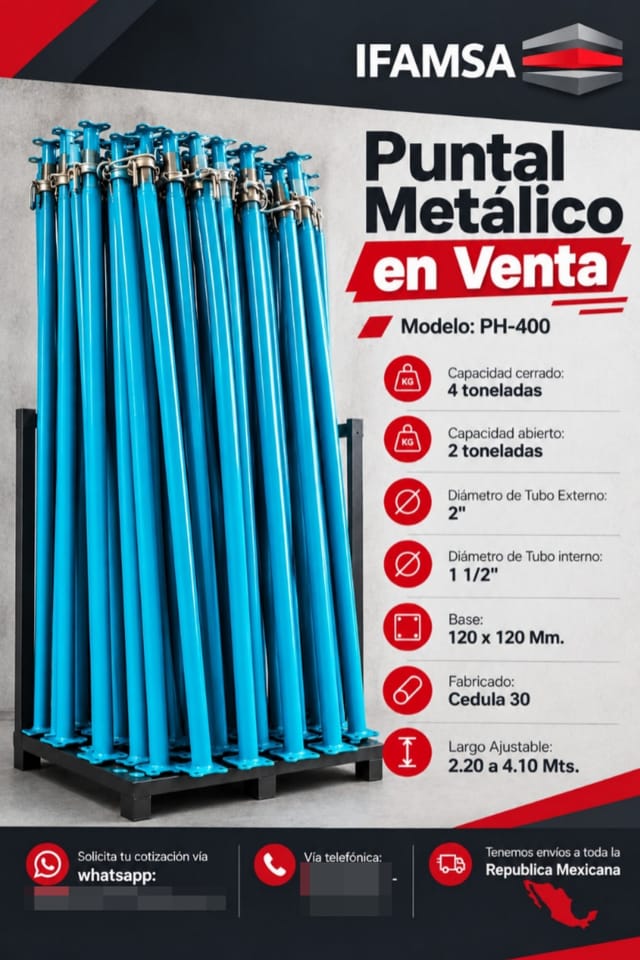 VENTA DE PUNTALES METALICOS PARA CIMBRA