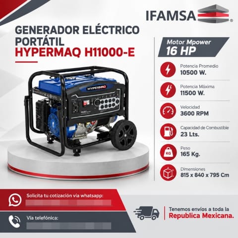 GENERADOR ELÉCTRICO PORTÁTIL HYPERMAQ H11000-E