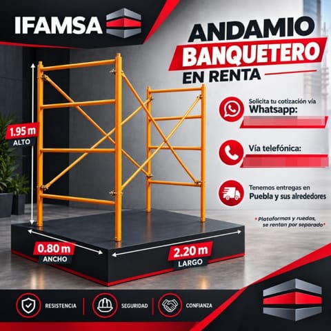 RENTA DE CUERPOS DE ANDAMIO BQT 1.95m*.95cm en Puebla (Municipio)