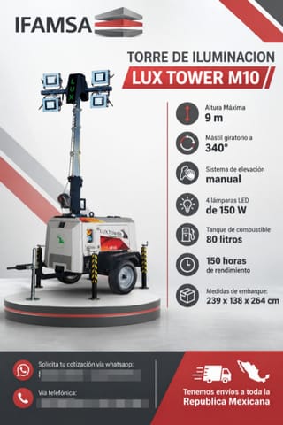 TORRE DE ILUMINACION LUX TOWER M10 en Puebla (Municipio)