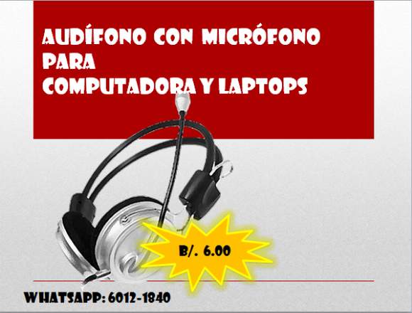 AUDÍFONOS CON MICRÓFONO PARA LAPTOP O CPU en Panamá (Distrito)