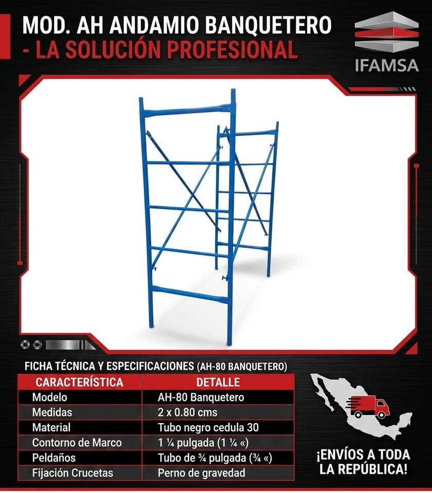 Andamio Banquetero de 0.80m x 2.00m para Construcción