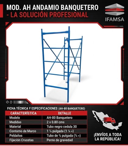 Andamio Banquetero de 0.80m x 2.00m para Construcción