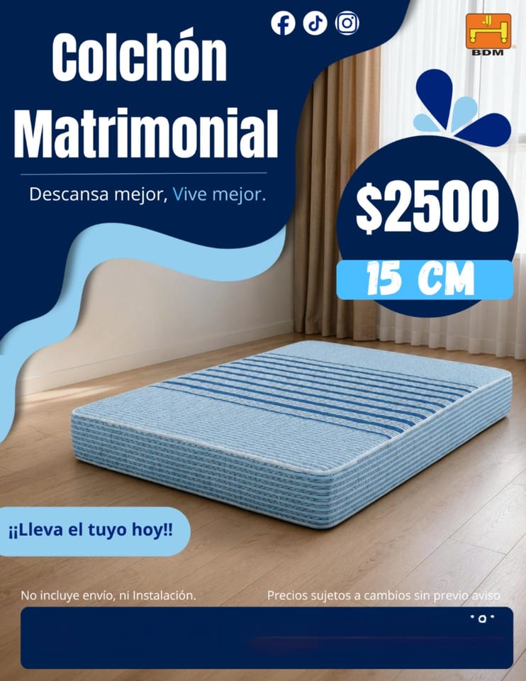 Colchón Matrimonial 15 cm en Monterrey Comodidad al Mejor Precio