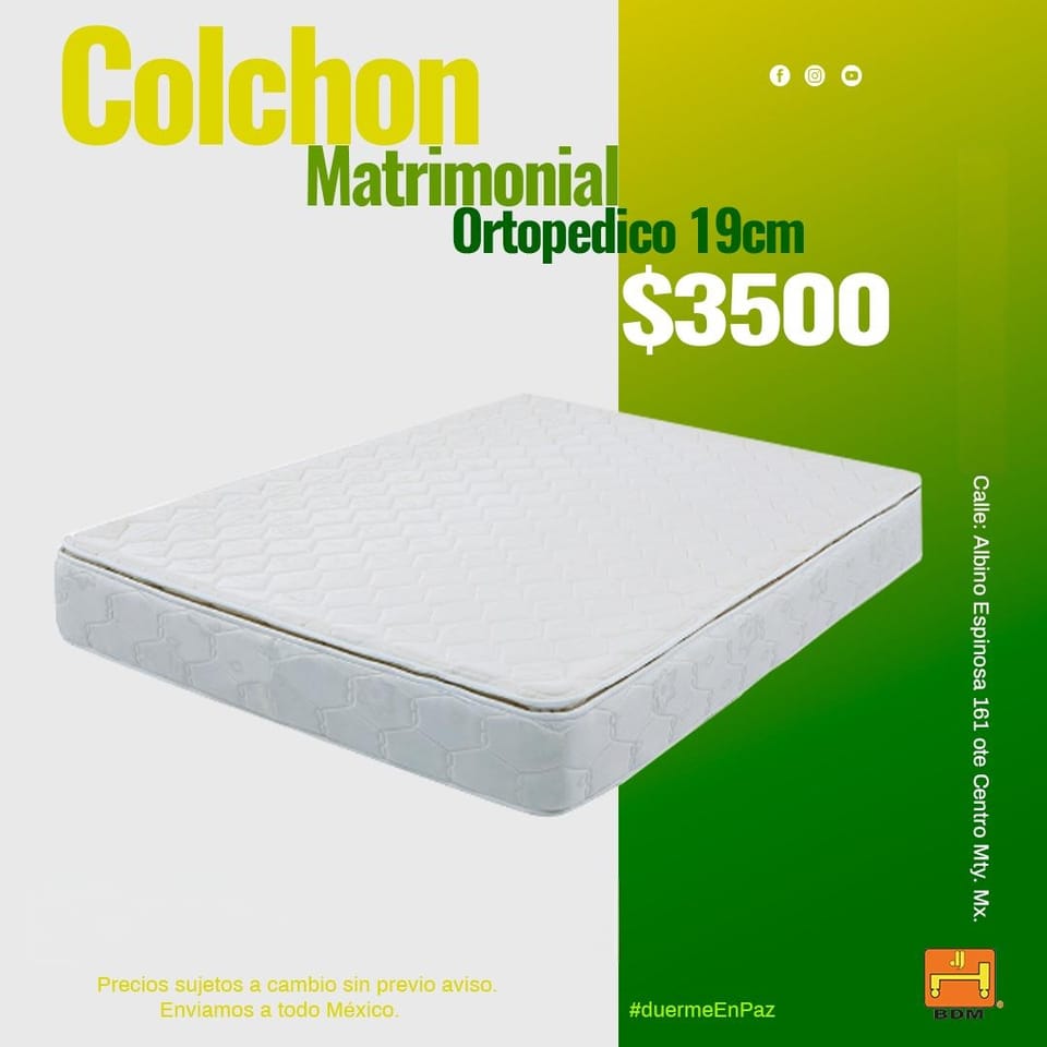 ¿Buscas un Colchón Matrimonial Ortopédico de 19 cm en Monterrey?