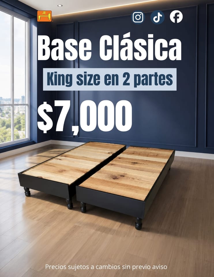 Base Clásica King Size en Dos Partes en Monterrey