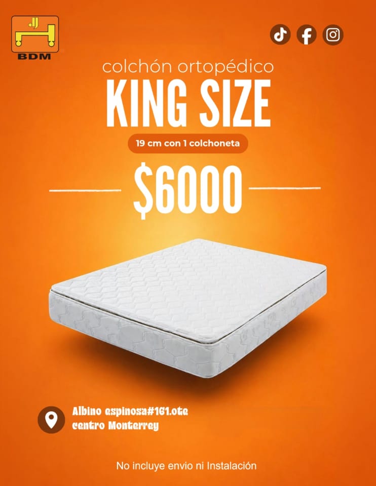 ¿Ya conoces nuestro Colchón Ortopédico King Size de 19cm en Monterrey?