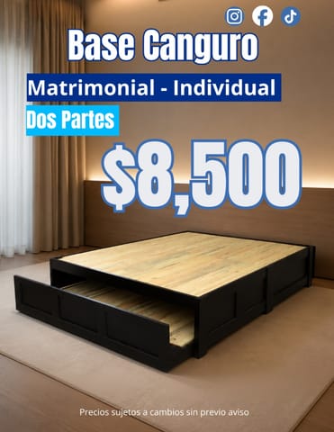 Base Canguro Matrimonial - Individual en 2 Partes I Ahorra Espacio