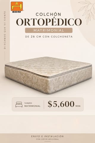 Colchón Matrimonial Ortopédico de 26 cm con Colchoneta