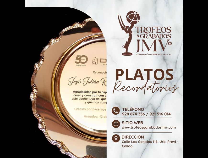 PLATO RECORDATORIO Y TROFEOS DE VIDRIO en Lima (Lima 1) (Distrito)
