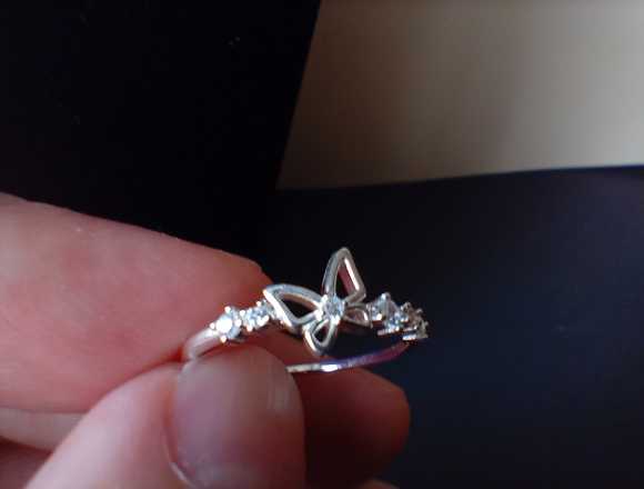 Anillo plata esterlina 925 mariposa y circonitas