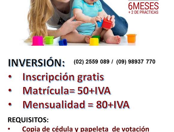 AUXILIAR PARVULARIA QUITO 2018 en Pichincha (Cantón)