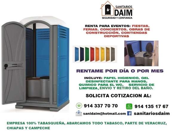 RENTA DE BAÑO PORTÁTIL en Tabasco (Municipio)