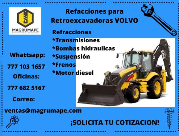 Refacciones para retroexcavadoras volvo en Cuernavaca (Municipio)