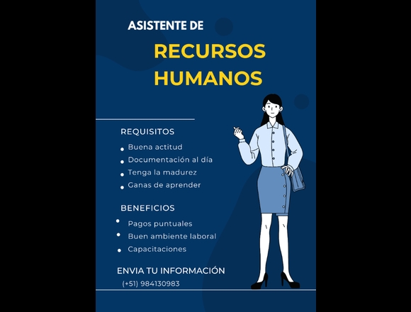 Asistente para el área de RR.HH en Los Olivos (Lima 39) (Distrito)