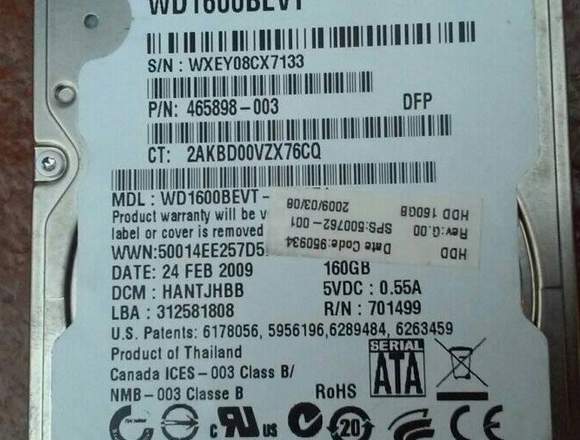 Disco Duro para Laptop Sata de 160GB en Valencia (Municipio)