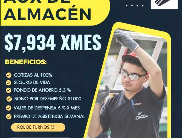 Ayudante General Almacenista en Tlalnepantla de Baz (Municipio)