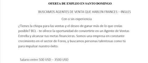 AGENTE DE VENTAS en Santo Domingo Norte (Municipio)