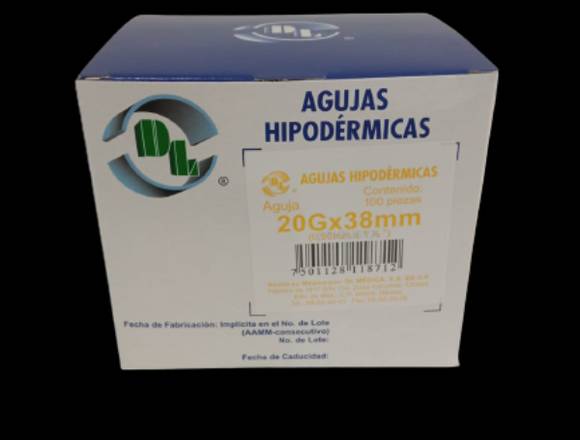 Agujas Hipodérmicas 20 X 38 en Reynosa (Municipio)