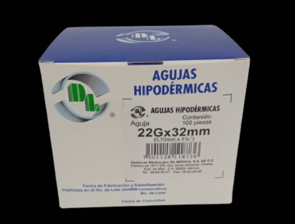 Agujas Hipodérmicas 22 X 32 en Reynosa (Municipio)