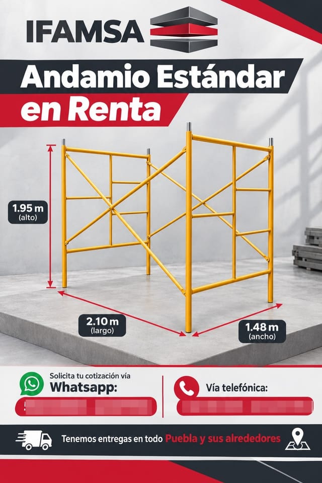 RENTA DE CUERPOS DE ANDAMIO ESTANDAR en Puebla (Municipio)