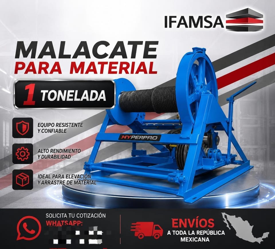 MALACATE 1 TONELADA HYPERMAQ MH-1000 en Ecatepec de Morelos (Municipio)