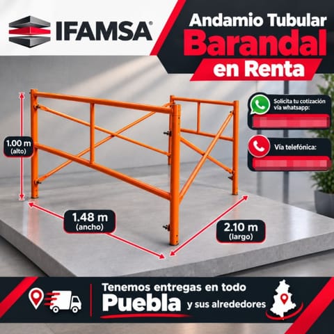RENTA DE CUERPOS DE ANDAMIO BARANDAL en Puebla (Municipio)