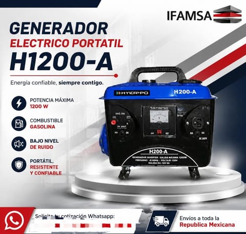 GENERADOR ELÉCTRICO PORTÁTIL HYPERMAQ H1200-A