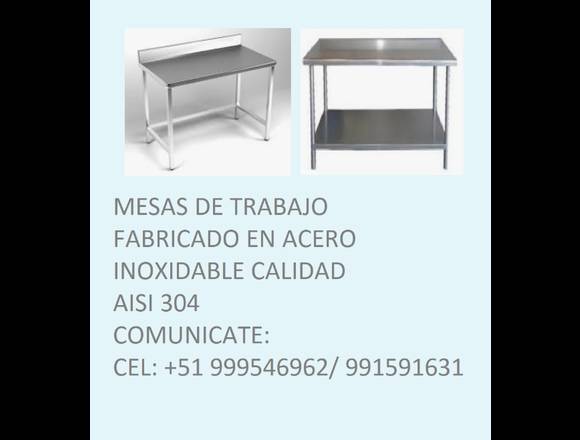 MESAS DE TRABAJO EN ACERO INOXIDABLE