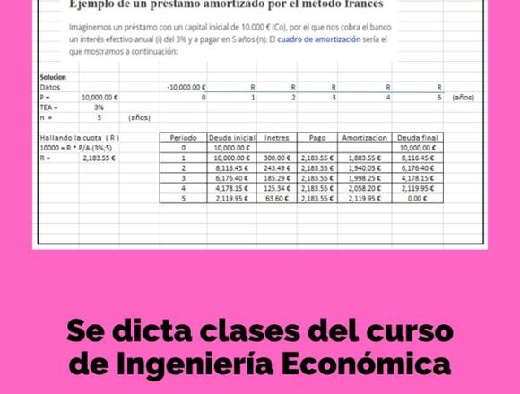 Clases remotas del curso de Ingeniería Económica en Quito (Cantón)