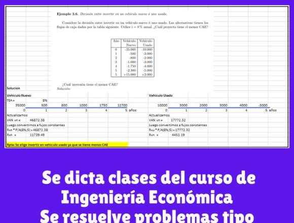 Clases remotas del curso de Ingeniería Económica en Santiago (Comuna)