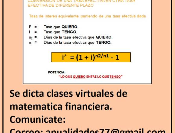 CLASES DE MATEMATICA FINANCIERA en Santiago (Comuna)