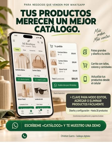 Páginas web, catálogo interactivo para WhatsApp en Quito (Cantón)