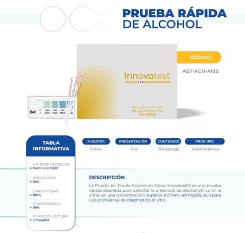PRUEBA RAPIDA DE ALCOHOL EN ORINA EN TIRA en Chihuahua (Municipio)