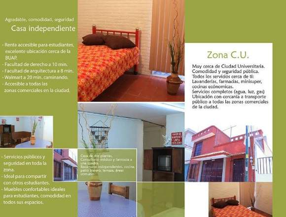 Cuartos en Casa Sola Para Mujeres C.U.- B.U.A.P.
