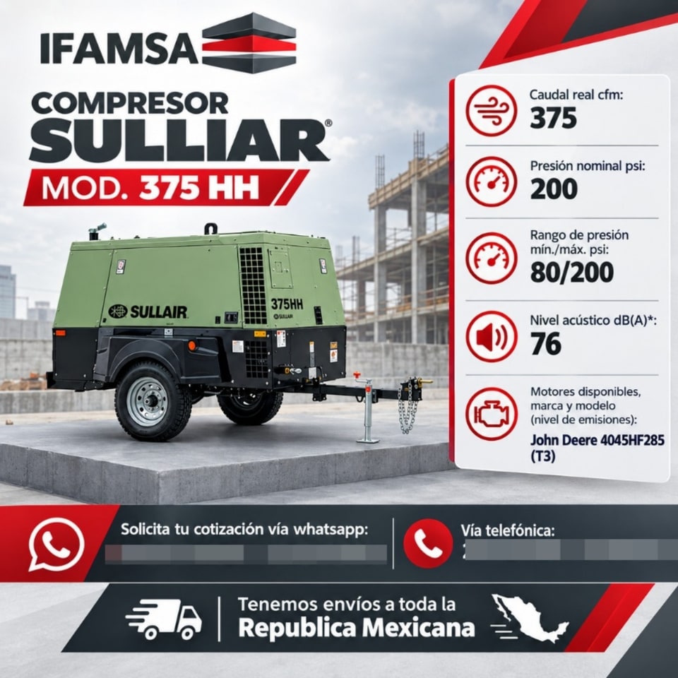 COMPRESOR SULLIAR MODELO 375 HH IFAMSA en Puebla (Municipio)