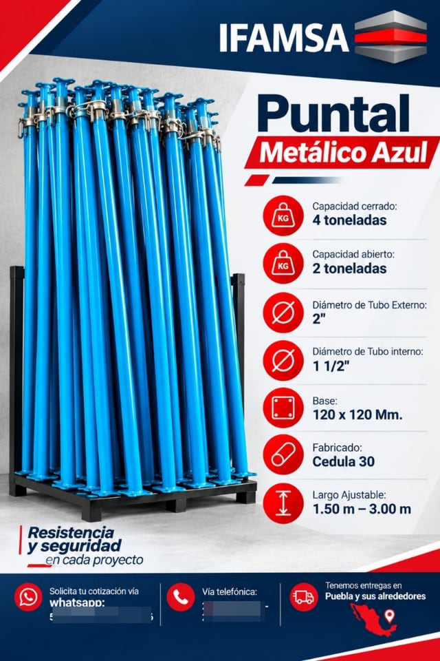 VENTA DE PUNTALES METALICOS AZUL PARA CIMBRA en Puebla (Municipio)