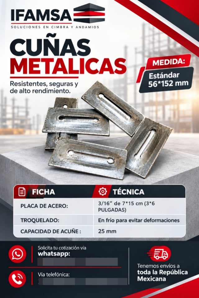 CUÑA METALICA PARA CIMBRA en Puebla (Municipio)